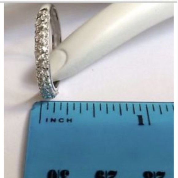 Sterling Silver Cubic Zirconia Anniversary Ring Band Size 9 - Picture 7 of 7